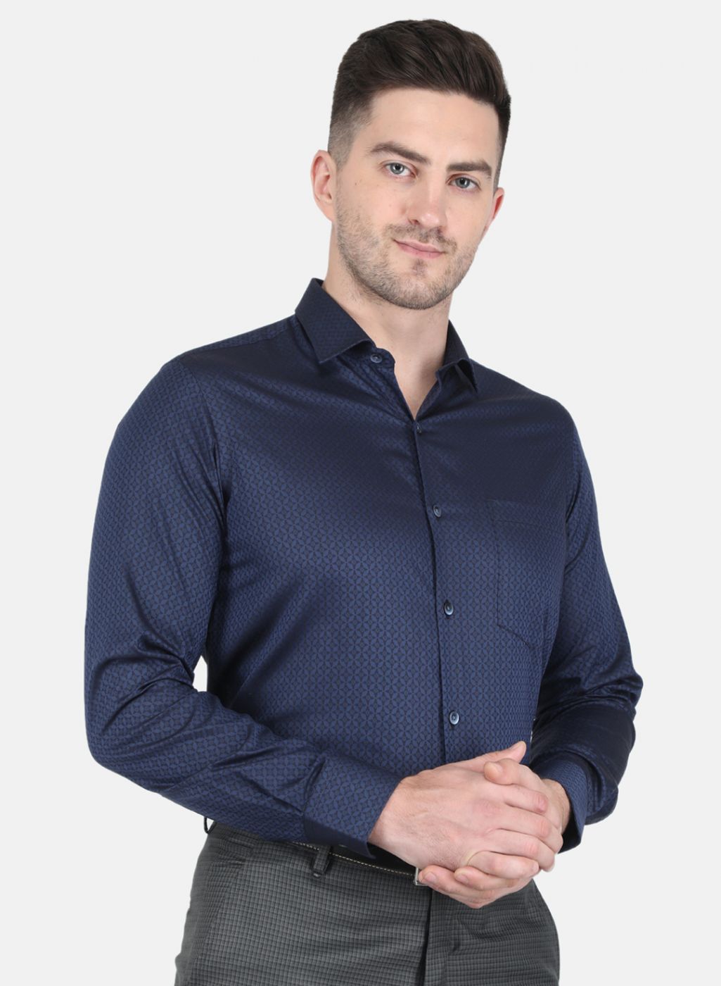 Men NAvy Blue Printed Shirt