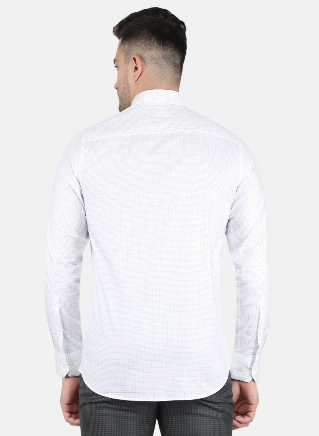 Men White Check Shirt