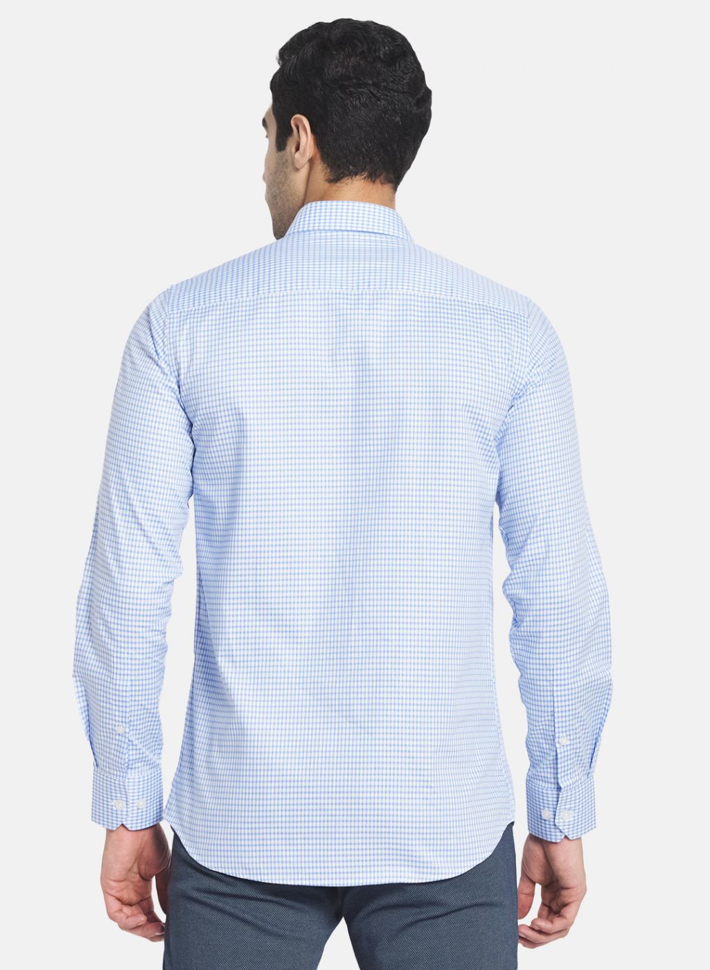 Men Blue Check Shirt