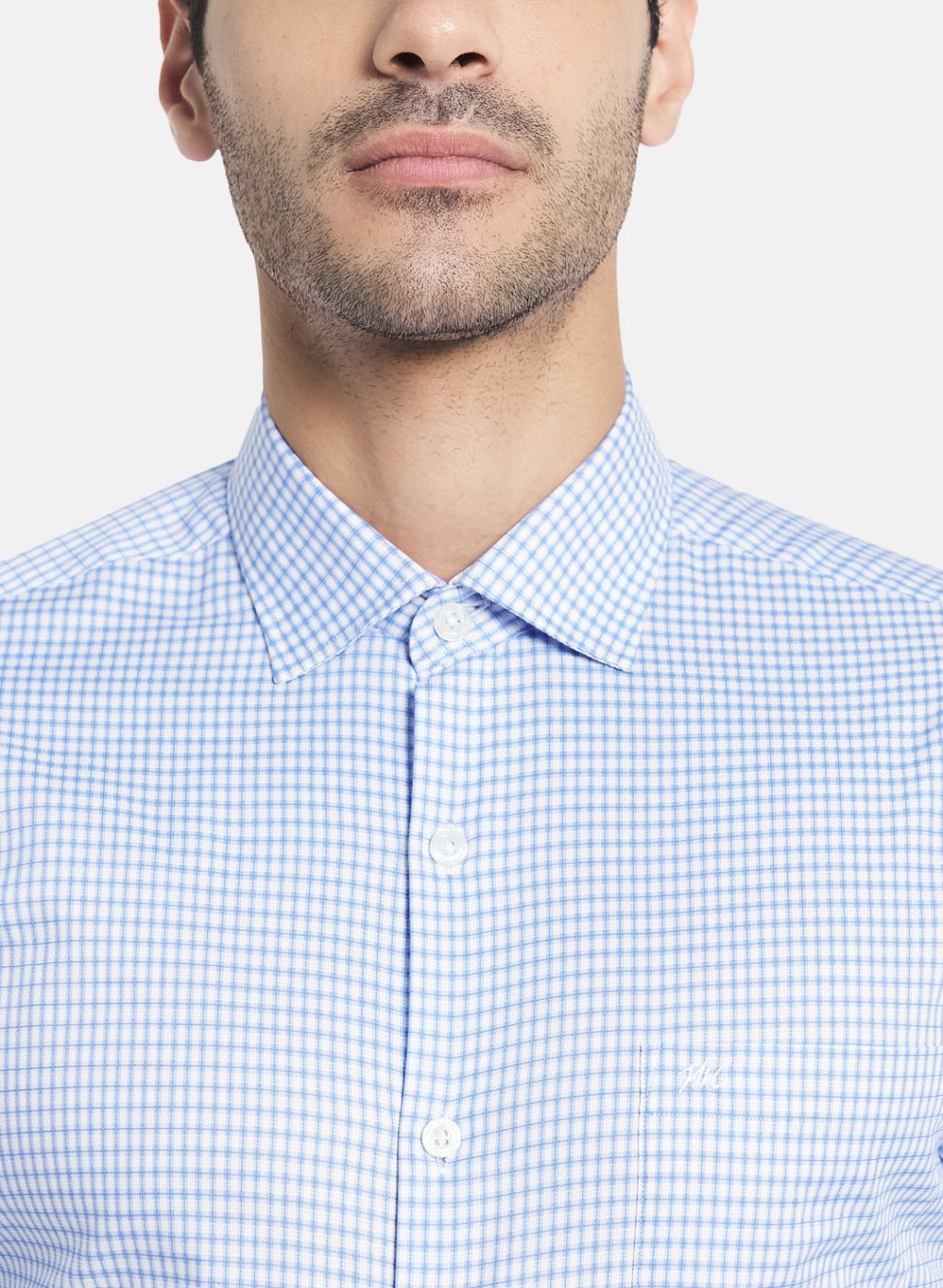 Men Blue Check Shirt