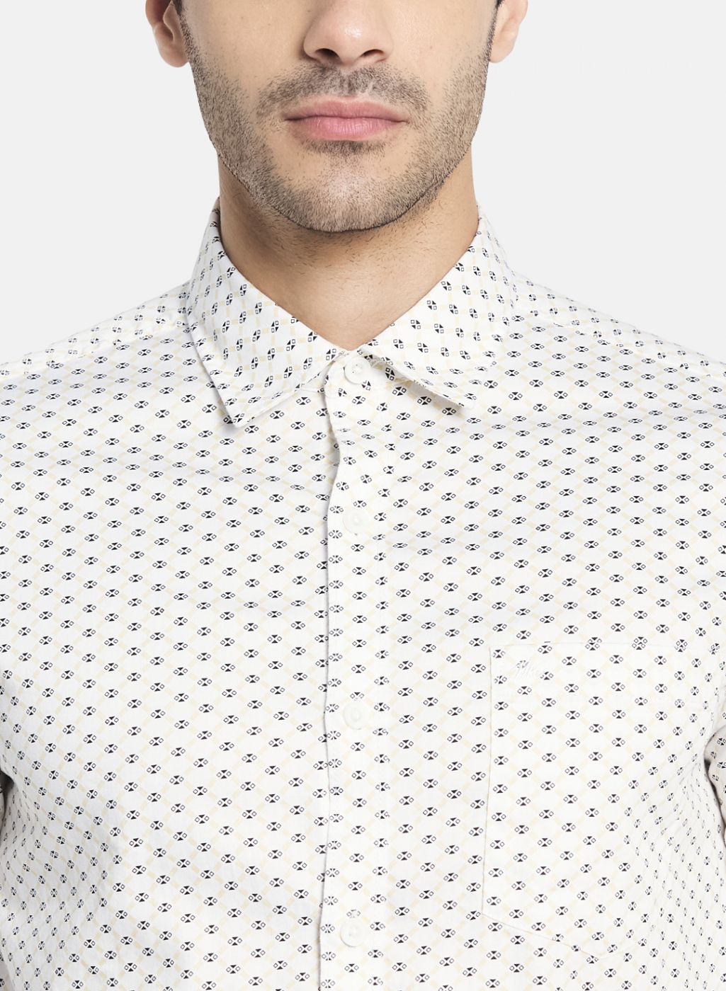 Men White Printed Shirt