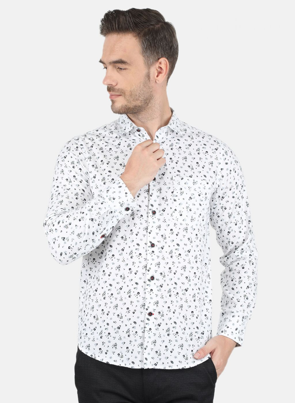 Men White Printed Shirt