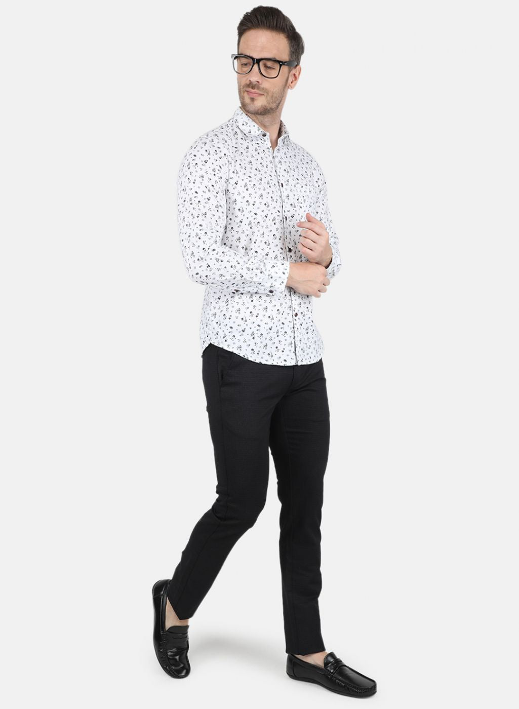 Men White Printed Shirt