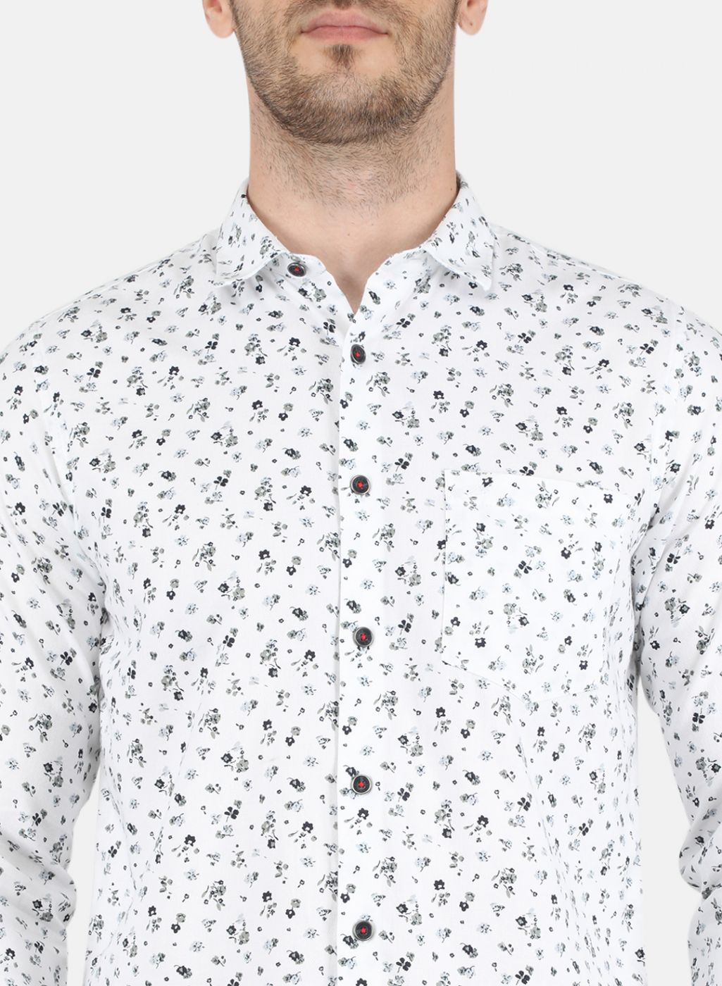 Men White Printed Shirt