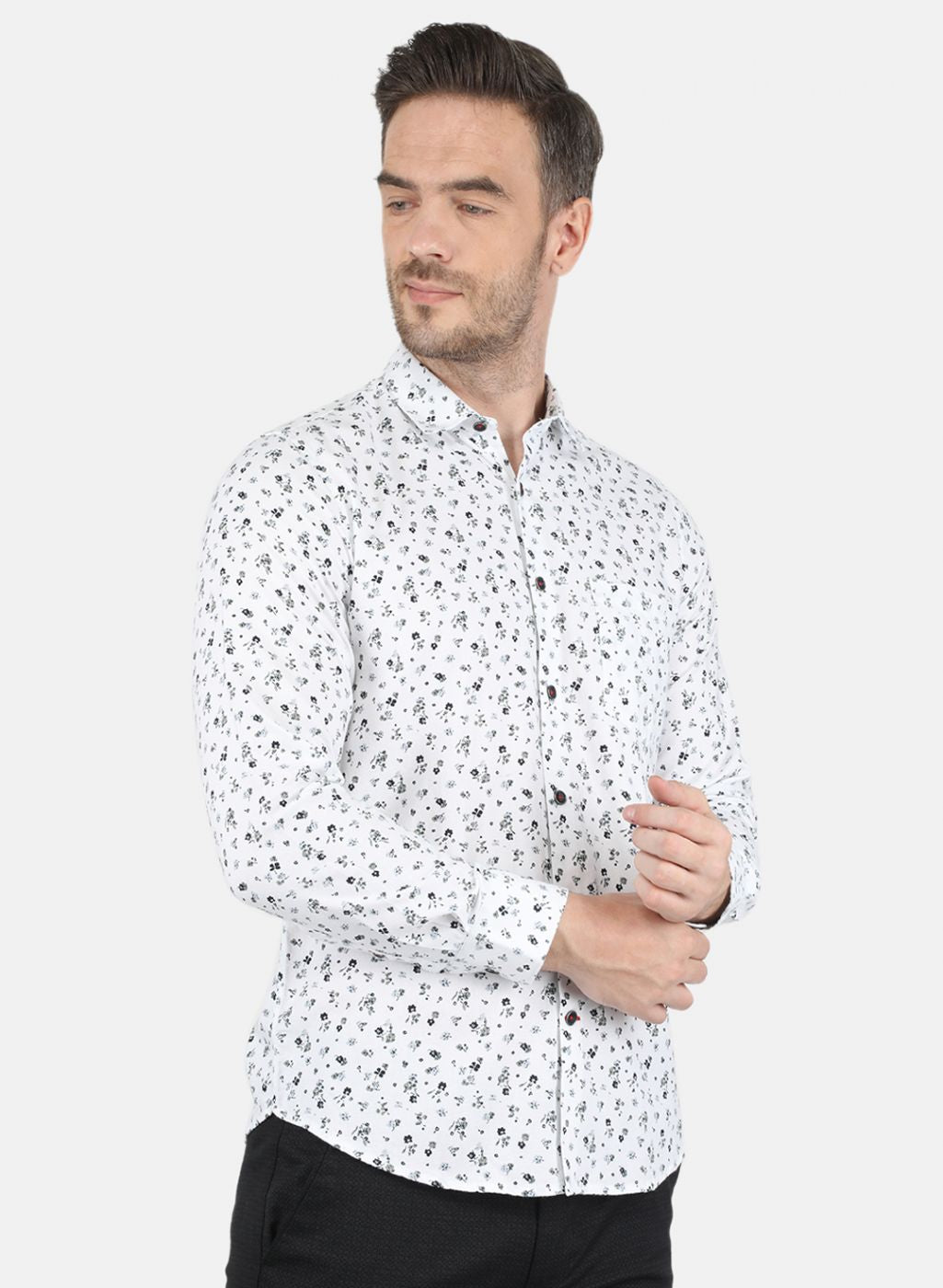 Men White Printed Shirt