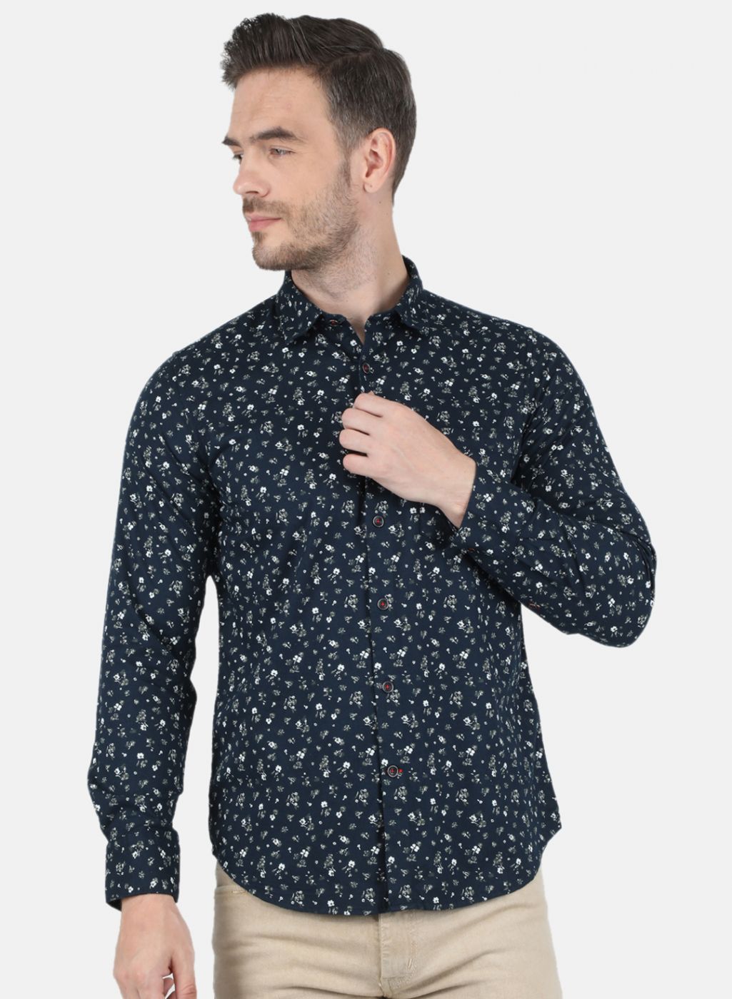 Men NAvy Blue Printed Shirt