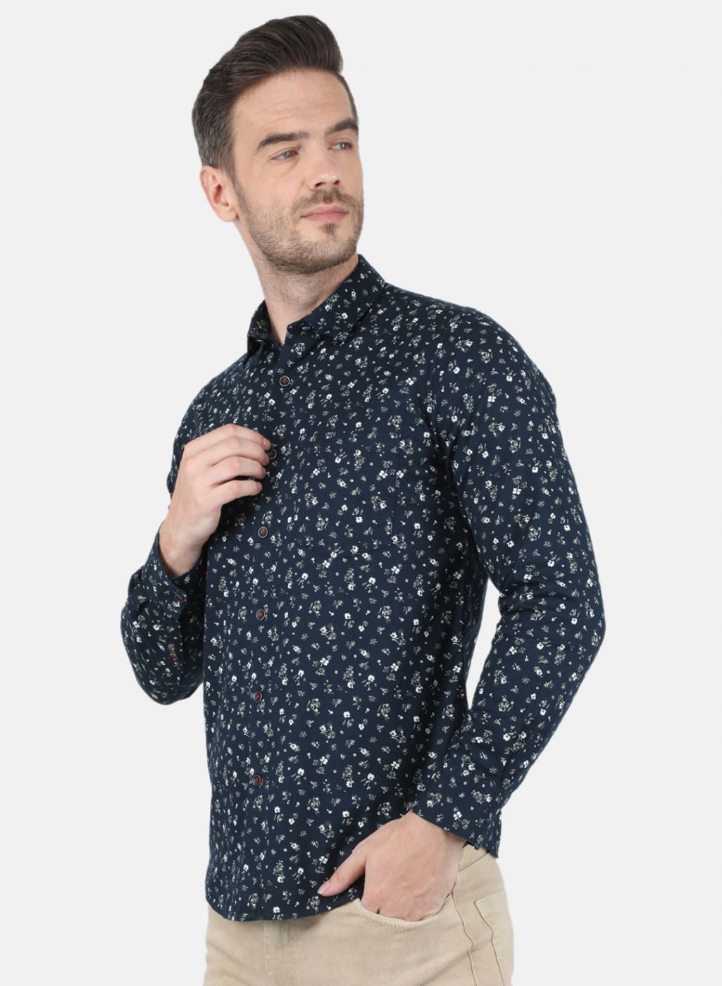 Men NAvy Blue Printed Shirt