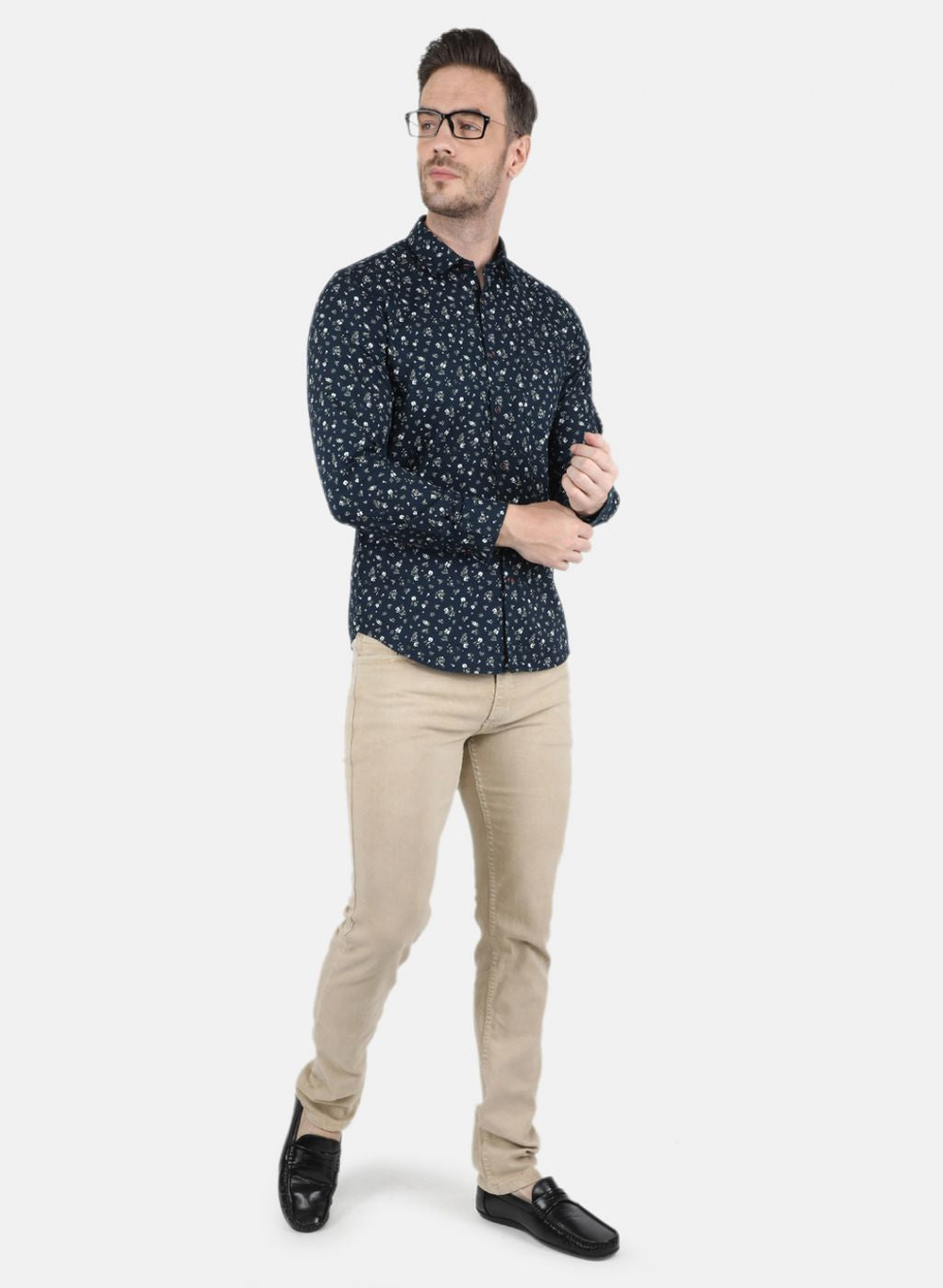 Men NAvy Blue Printed Shirt