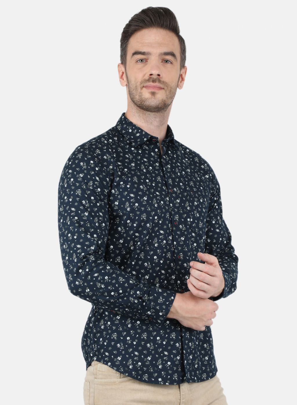 Men NAvy Blue Printed Shirt