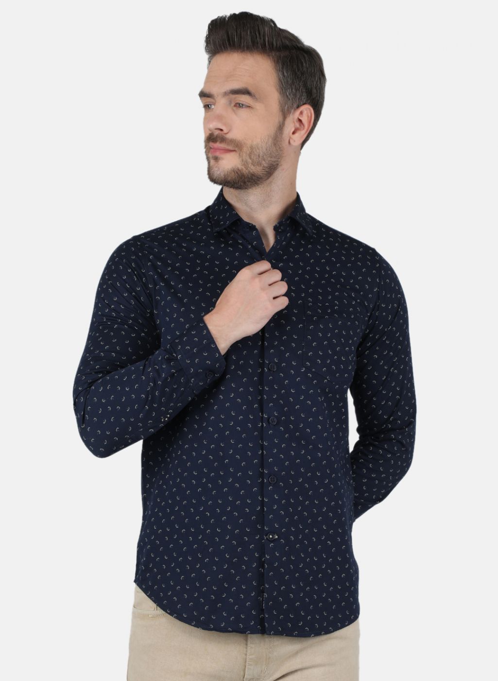 Men NAvy Blue Printed Shirt