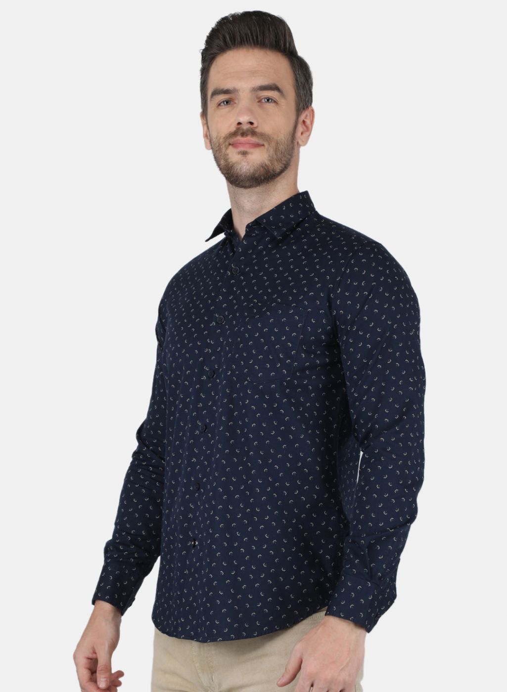 Men NAvy Blue Printed Shirt