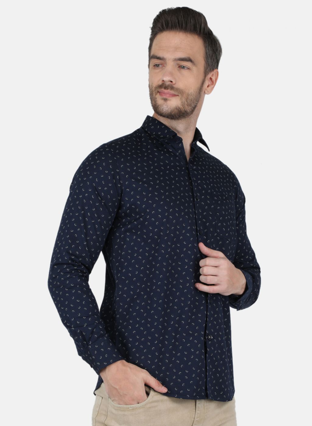 Men NAvy Blue Printed Shirt