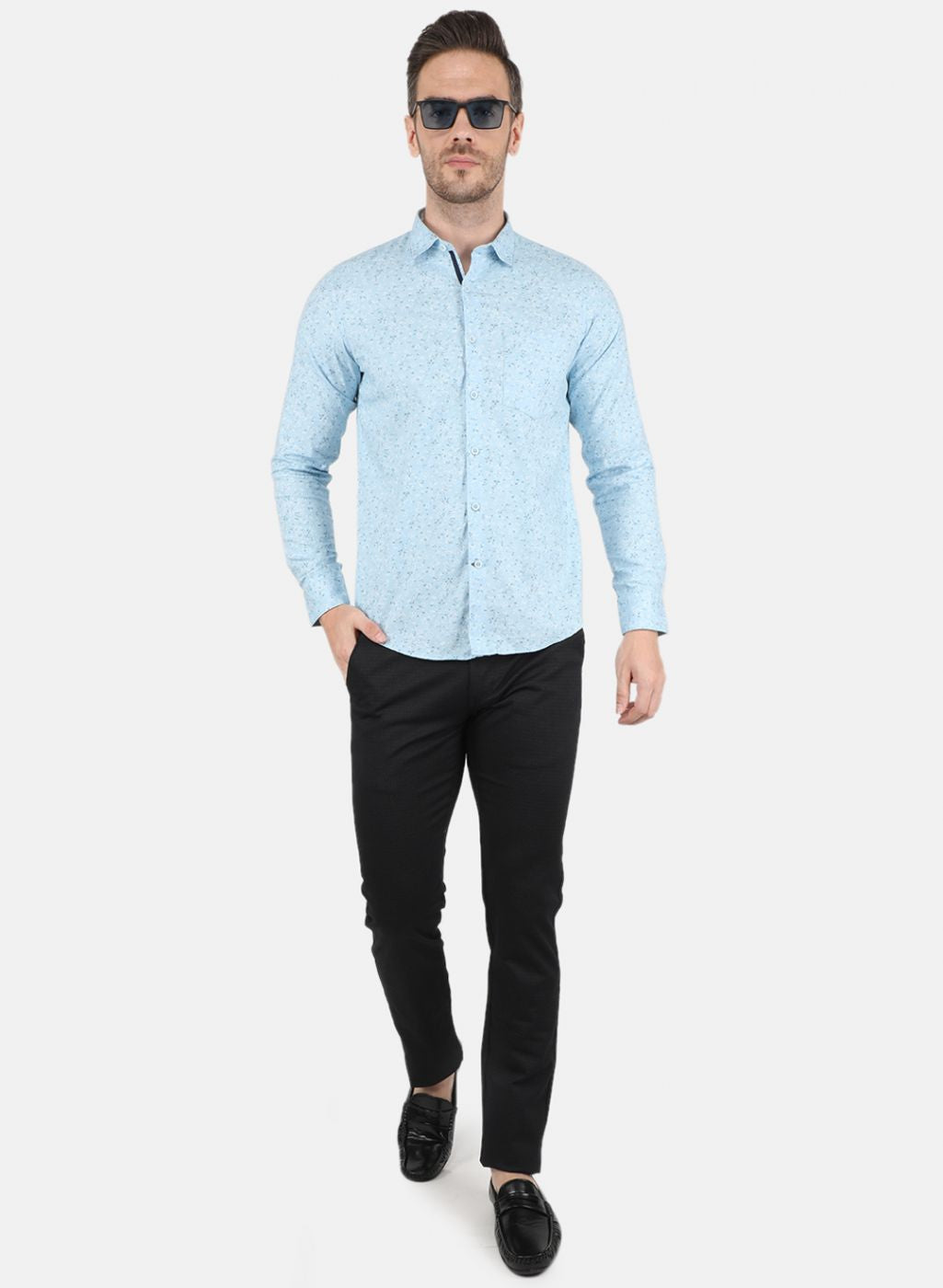 Men Blue Printed Shirt