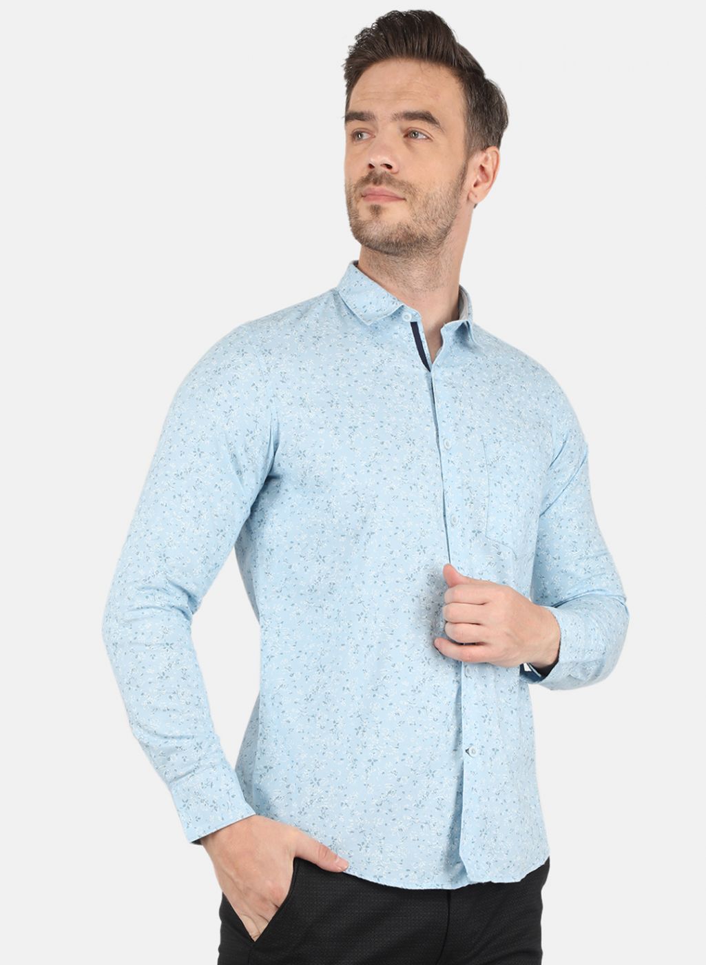 Men Blue Printed Shirt