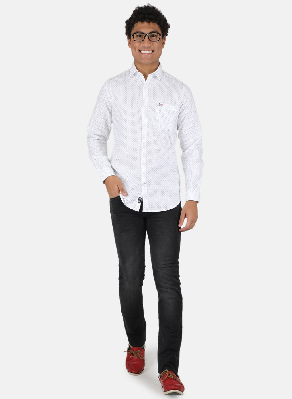 Men White Printed Shirt