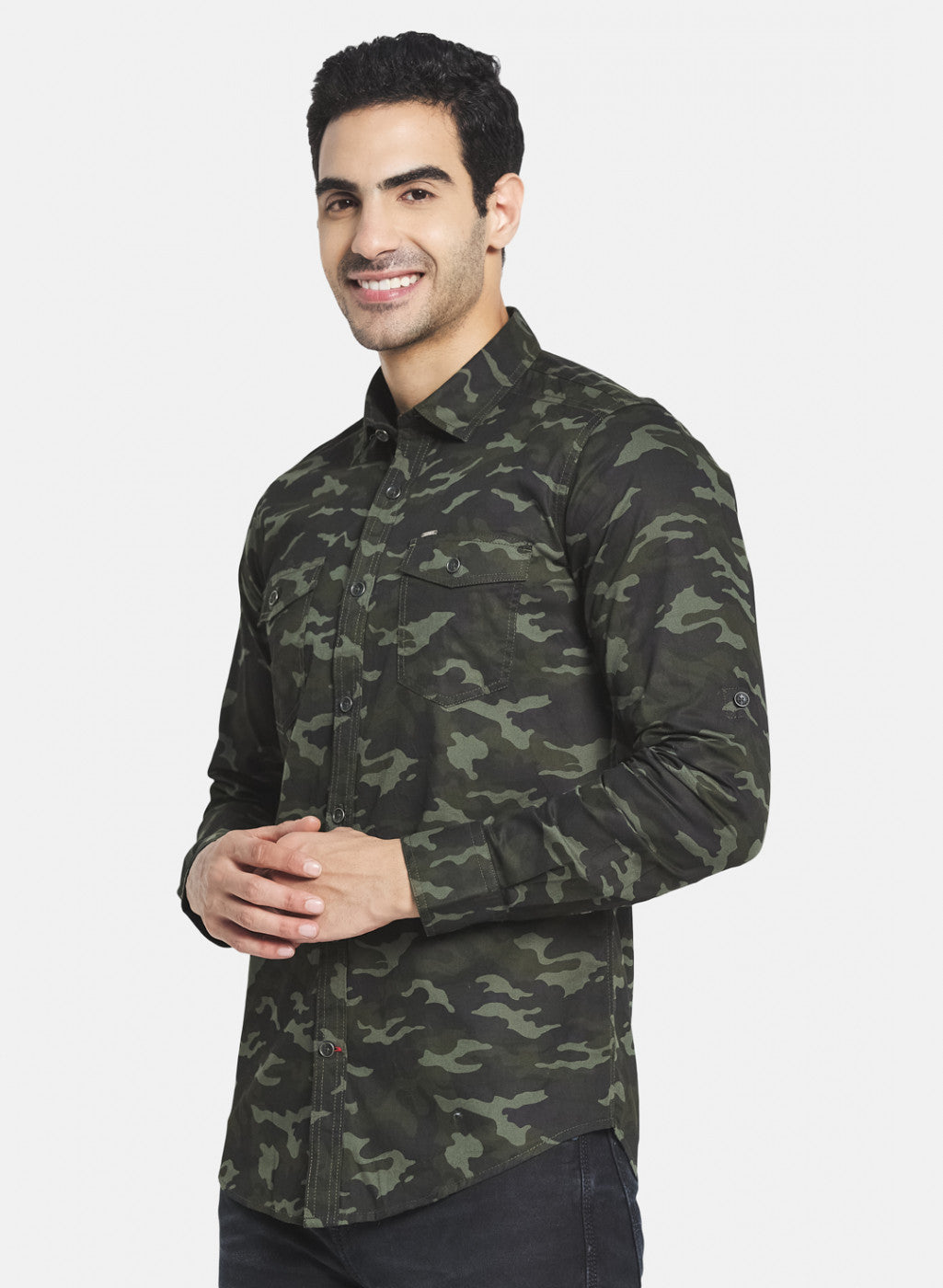 Men Olive Printed Shirt