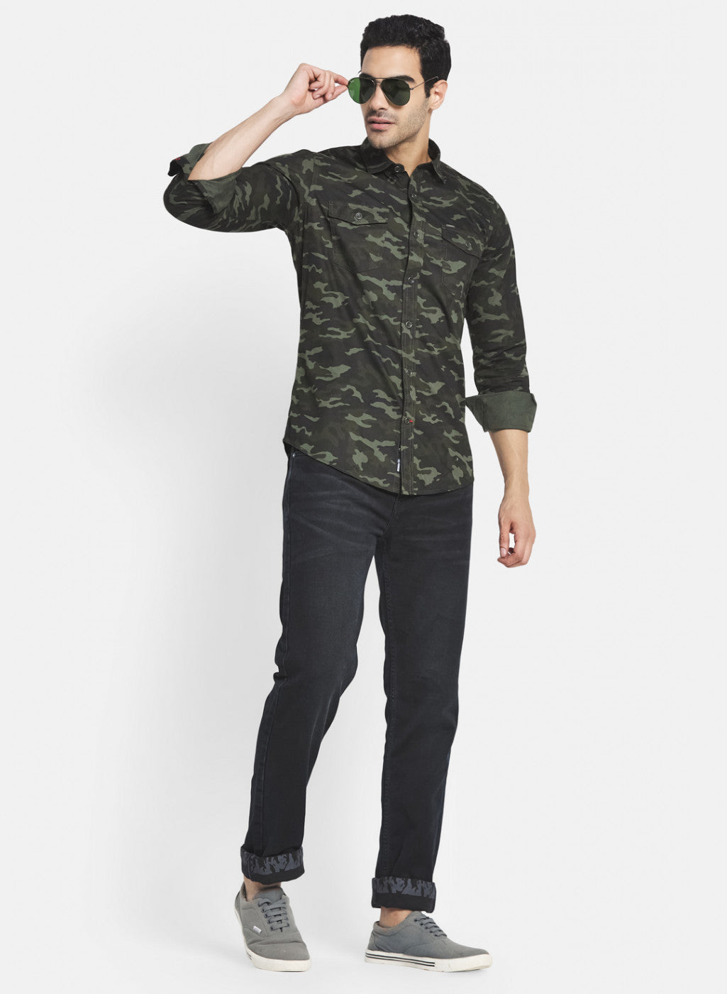 Men Olive Printed Shirt