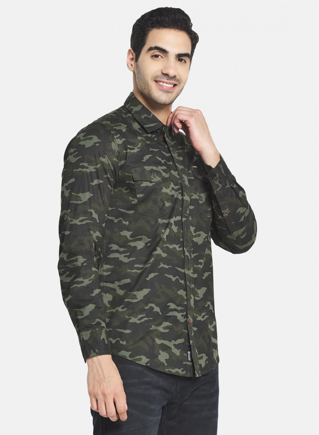 Men Olive Printed Shirt