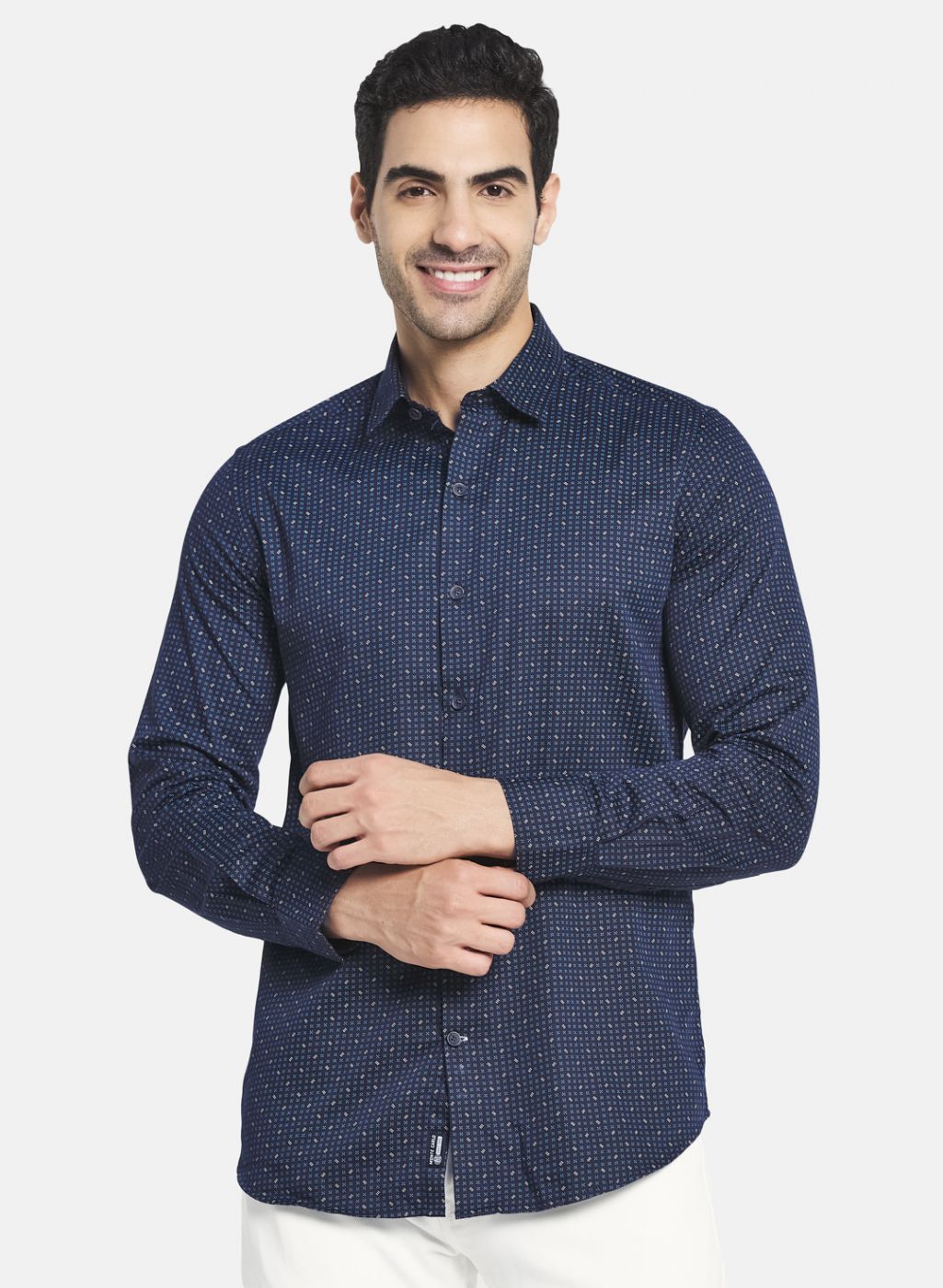 Men NAvy Blue Printed Shirt