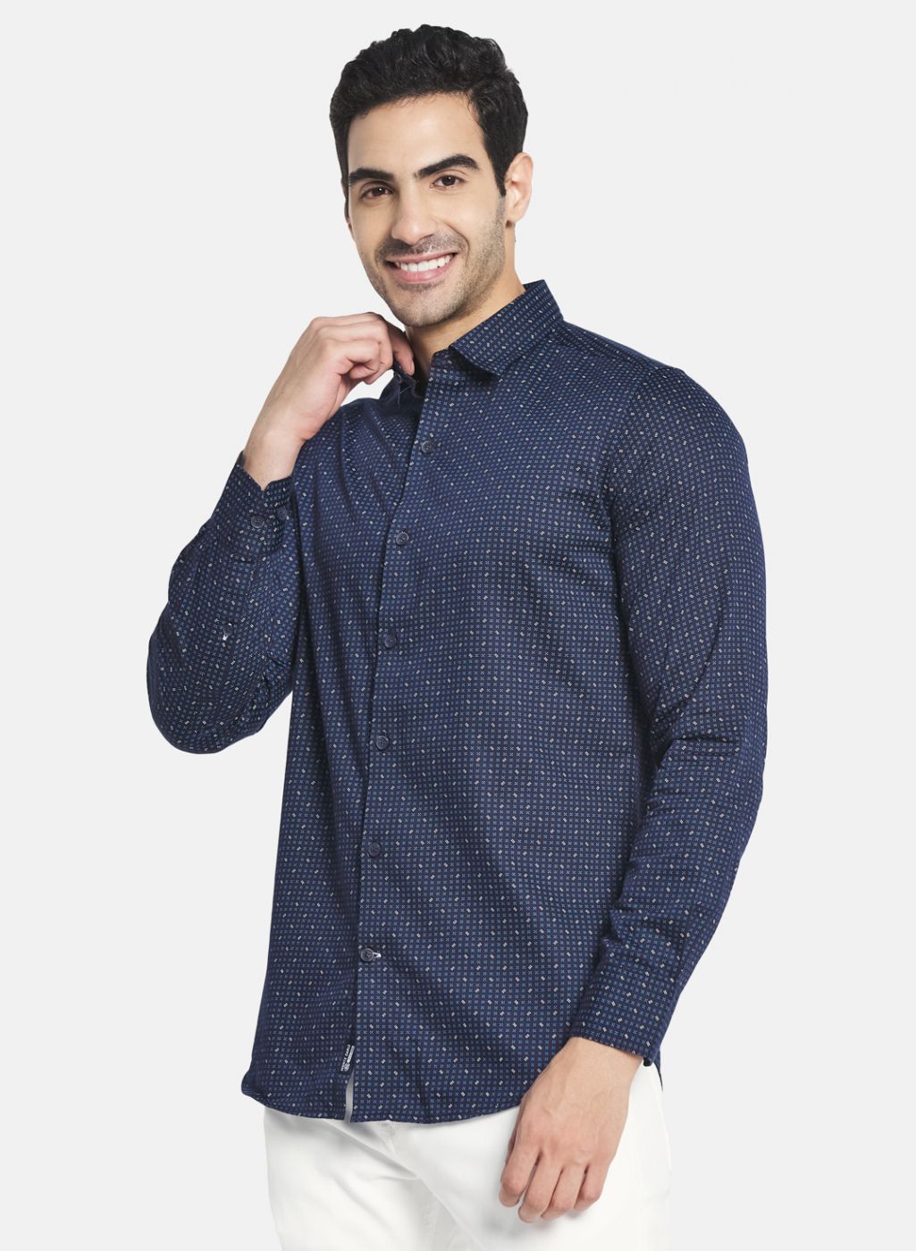 Men NAvy Blue Printed Shirt