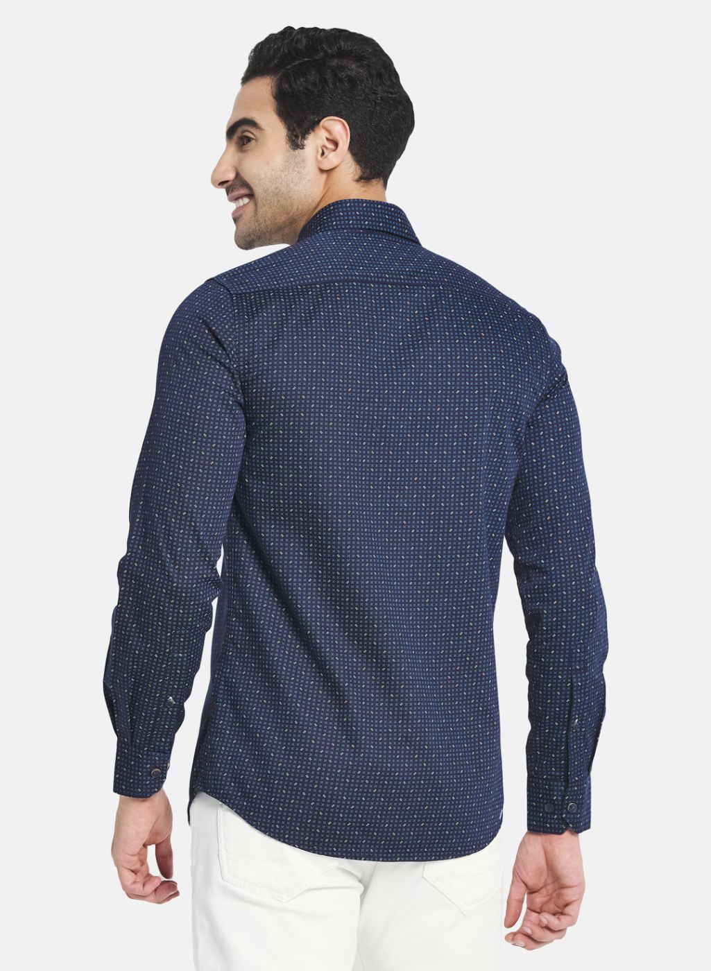 Men NAvy Blue Printed Shirt