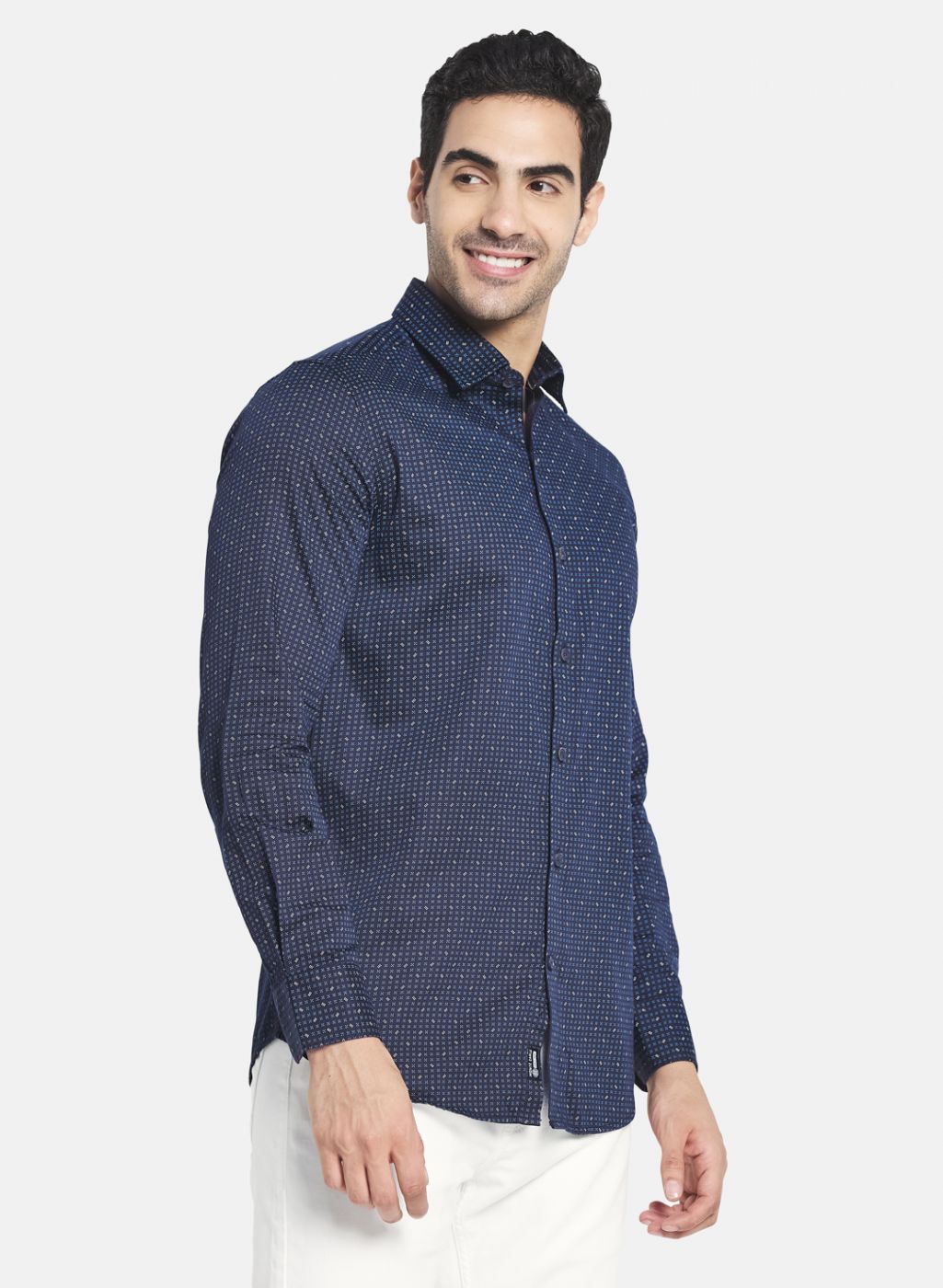 Men NAvy Blue Printed Shirt