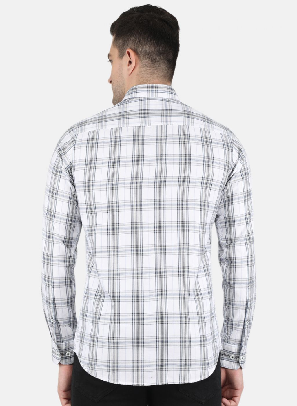 Men White Check Shirt