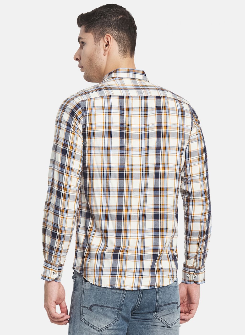 Men NAvy Blue Check Shirt