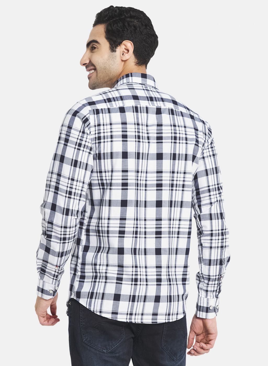 Men White Check Shirt