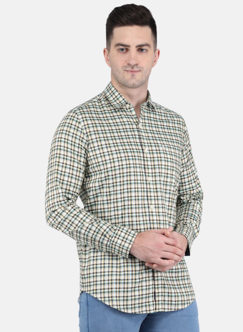 Men Green Check Shirt