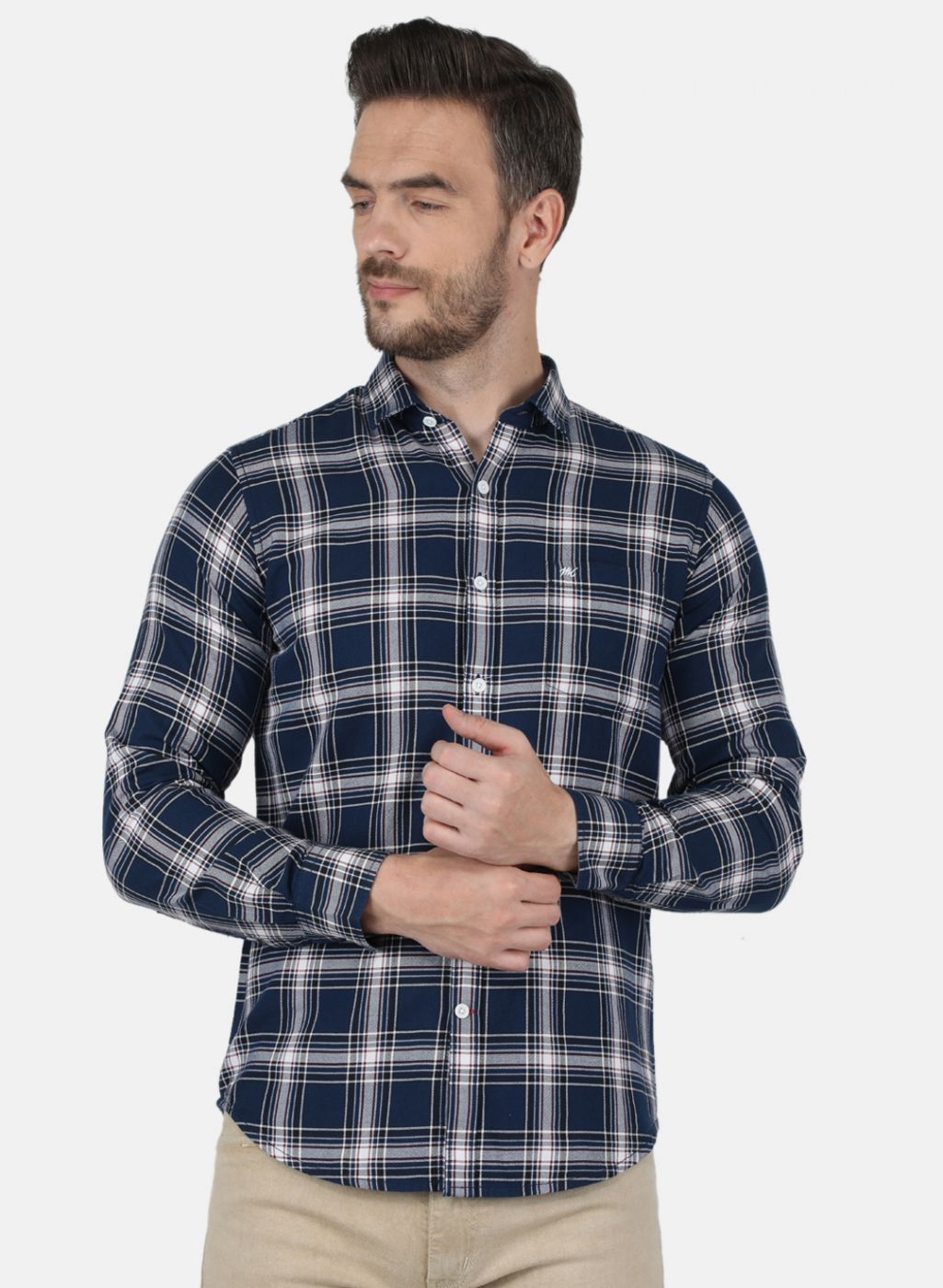 Men Blue Check Shirt