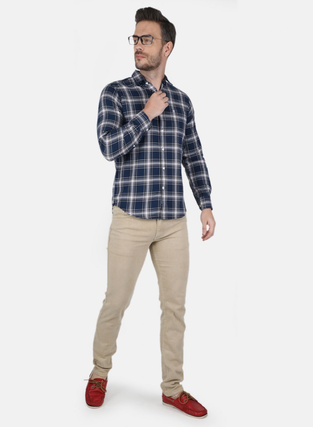 Men Blue Check Shirt