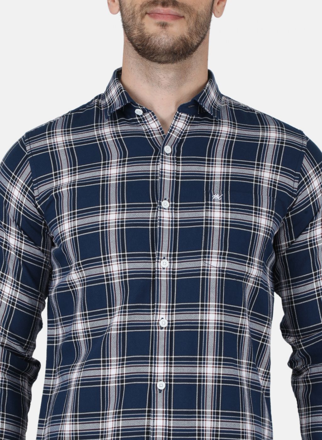 Men Blue Check Shirt