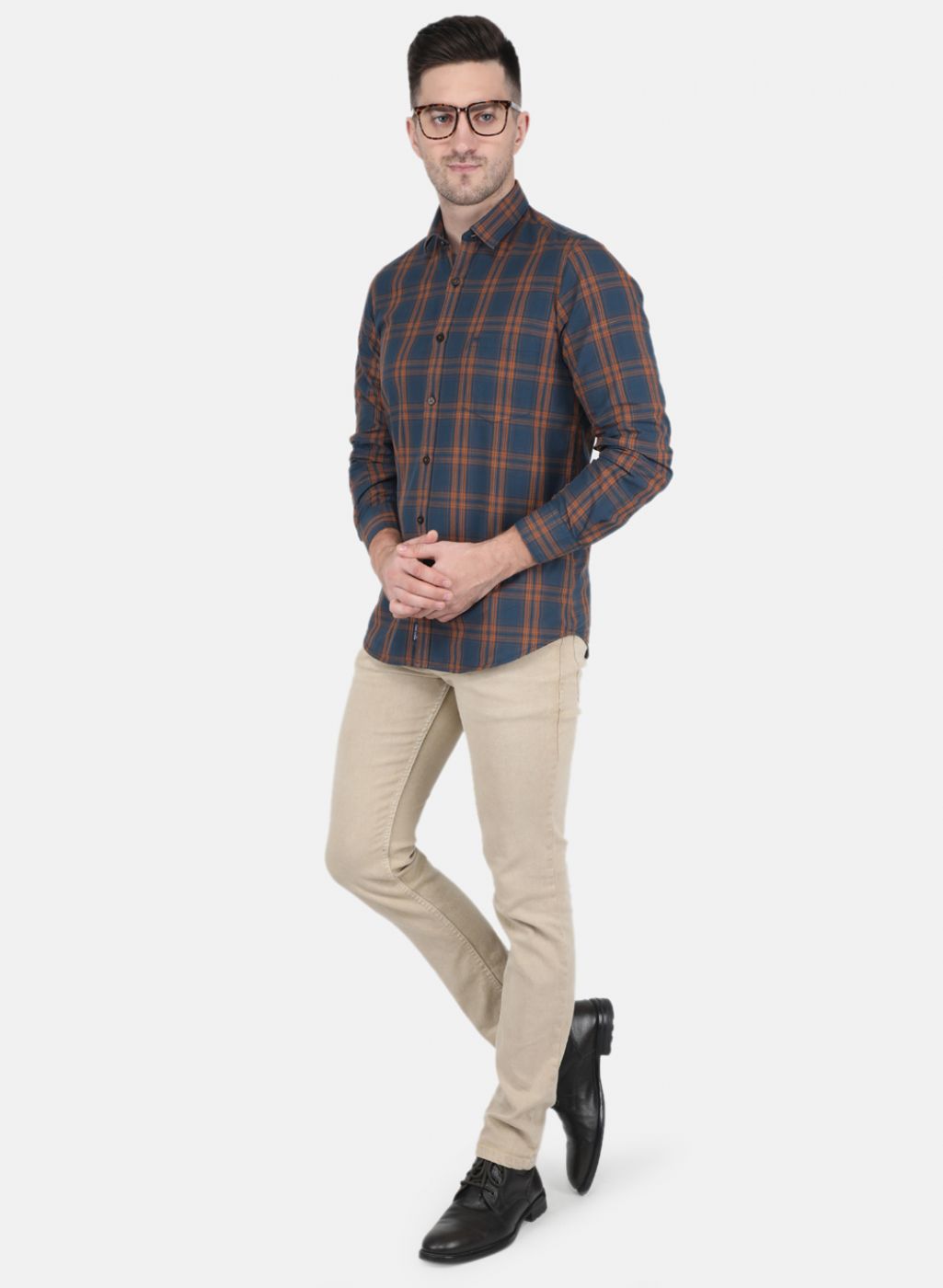 Men Brown Check Shirt