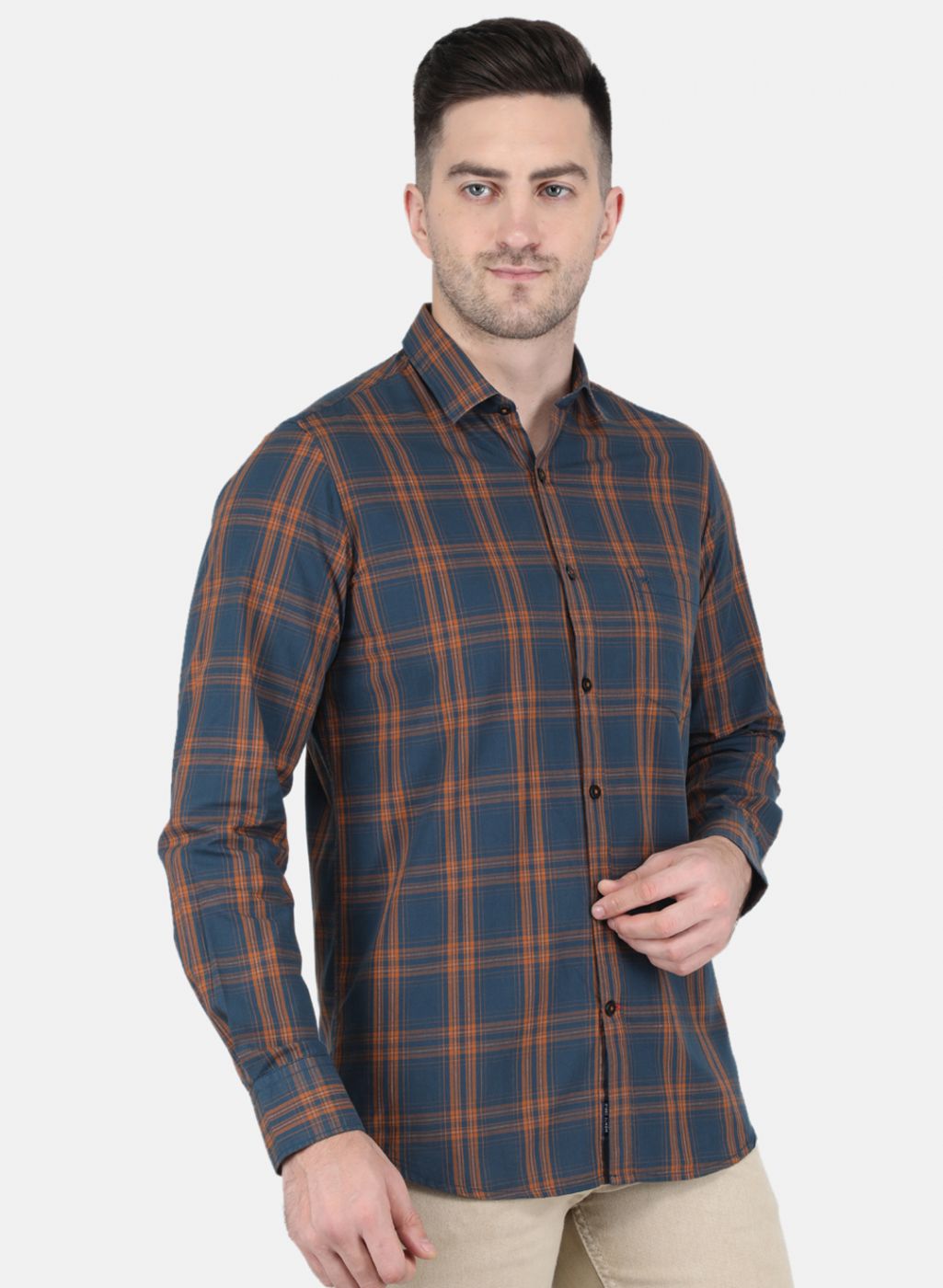 Men Brown Check Shirt