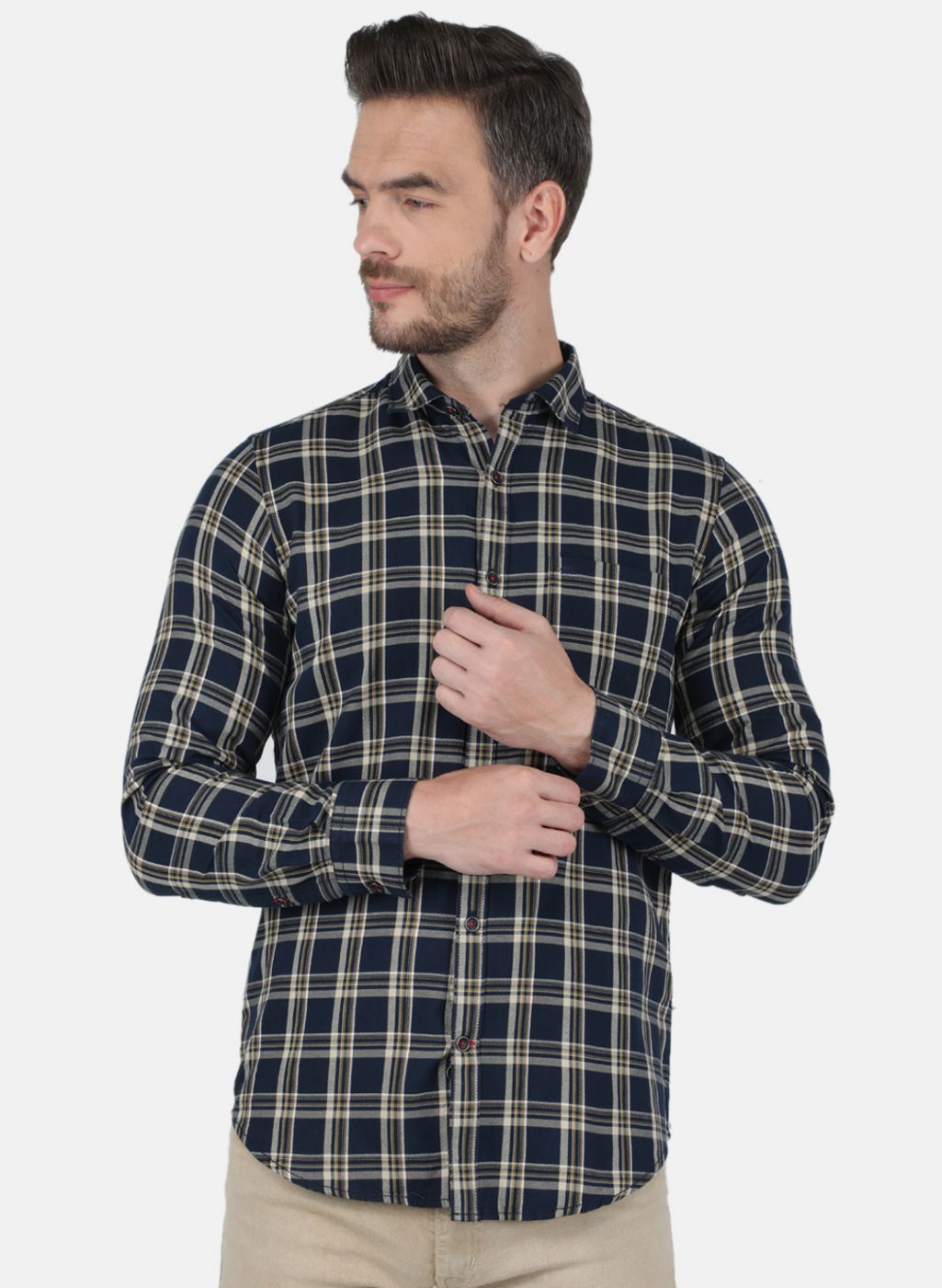 Men NAvy Blue Check Shirt