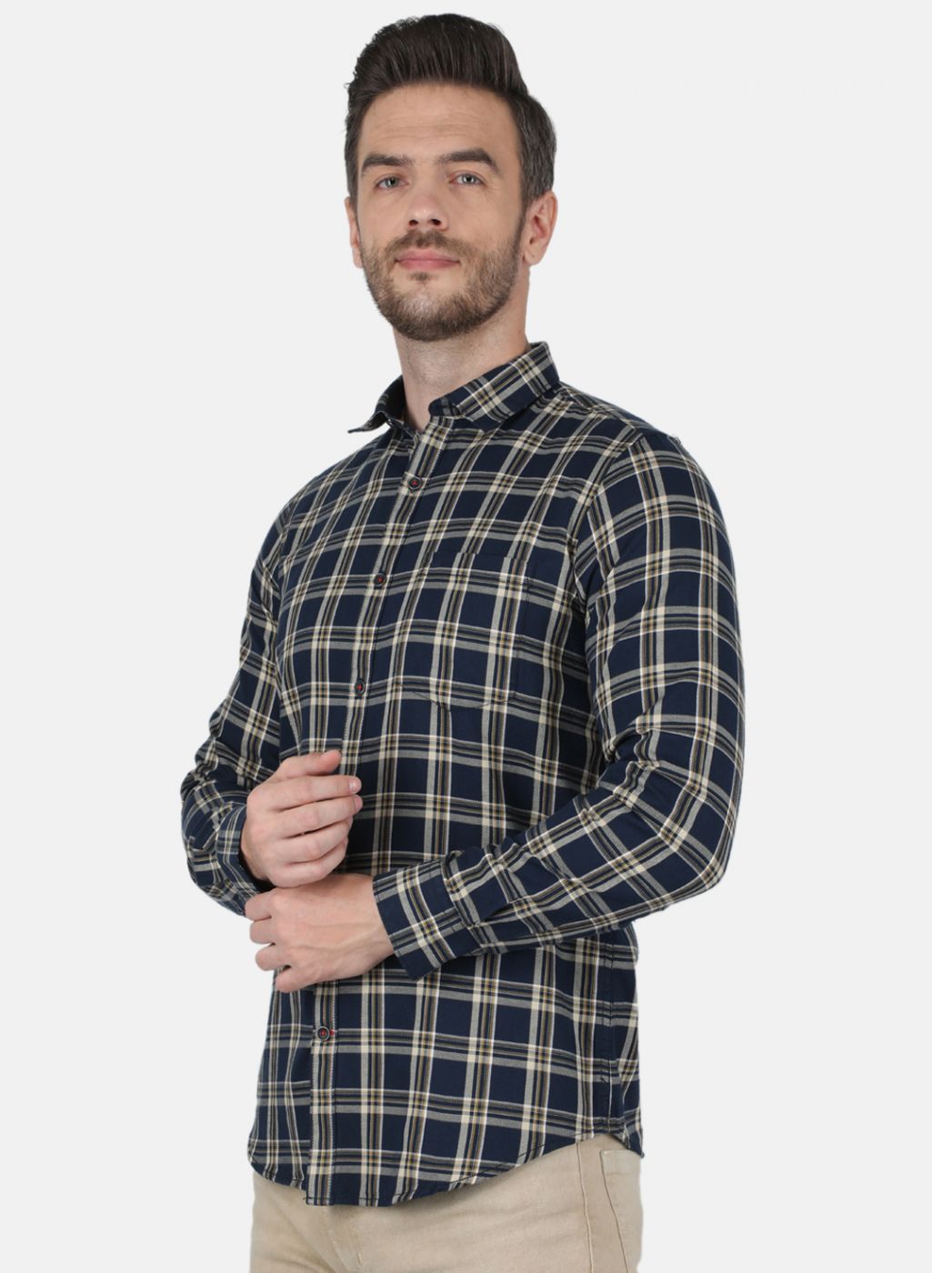 Men NAvy Blue Check Shirt