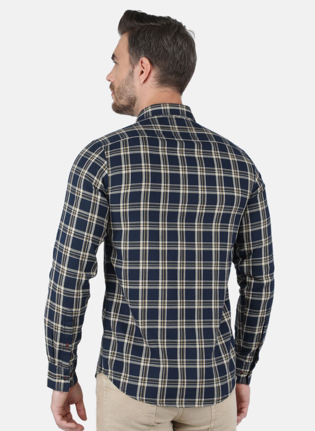 Men NAvy Blue Check Shirt