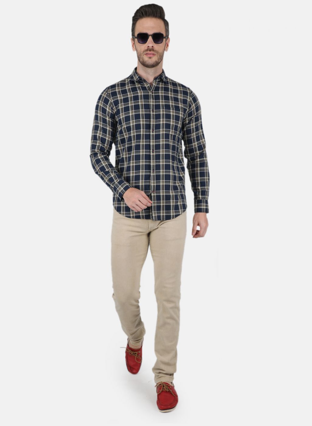 Men NAvy Blue Check Shirt