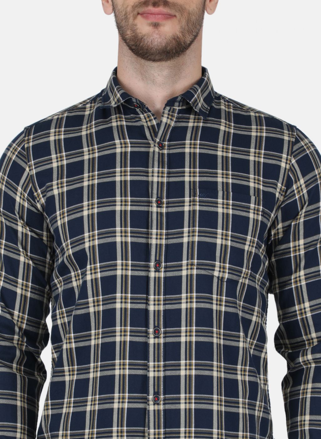 Men NAvy Blue Check Shirt