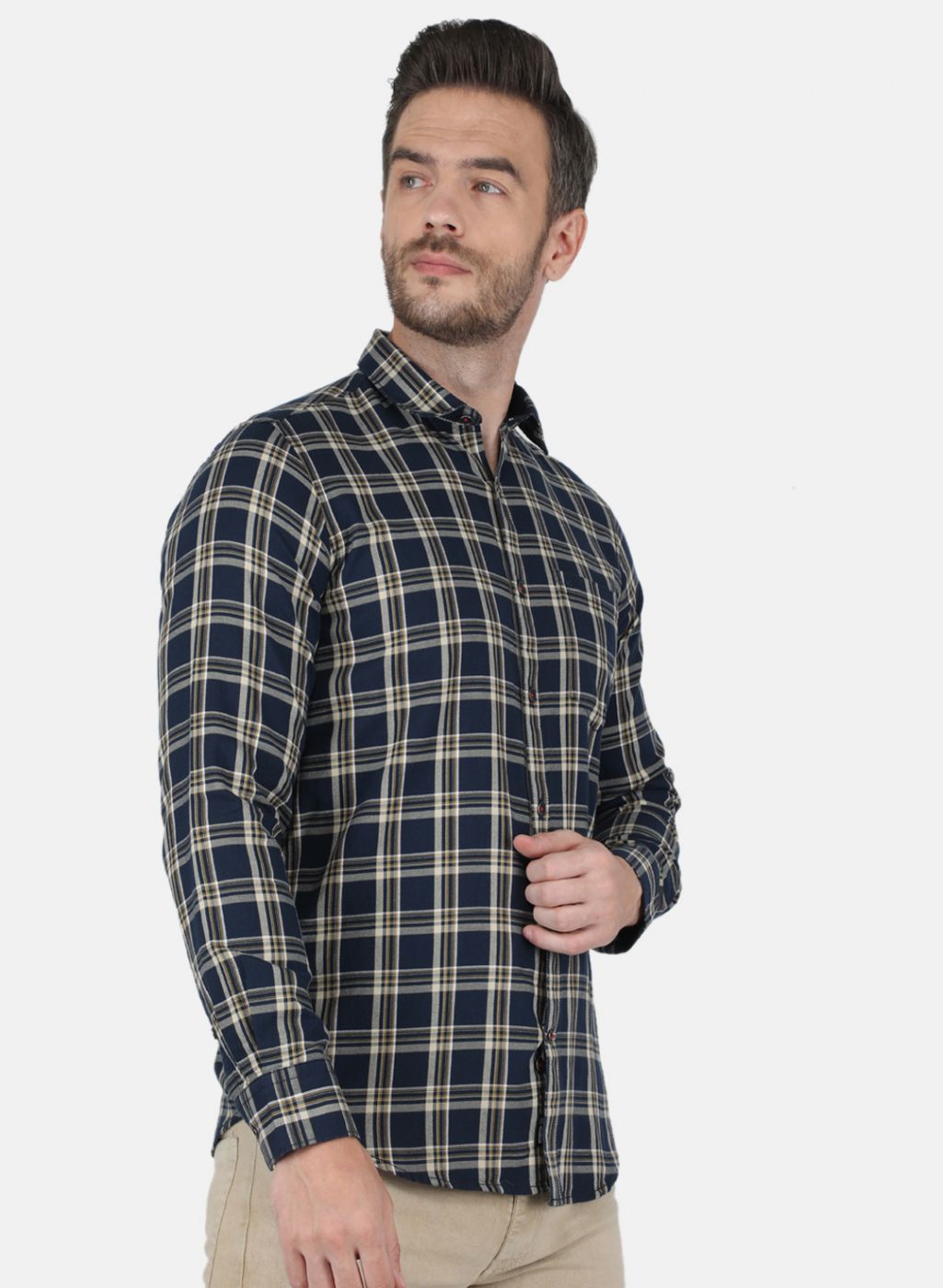 Men NAvy Blue Check Shirt