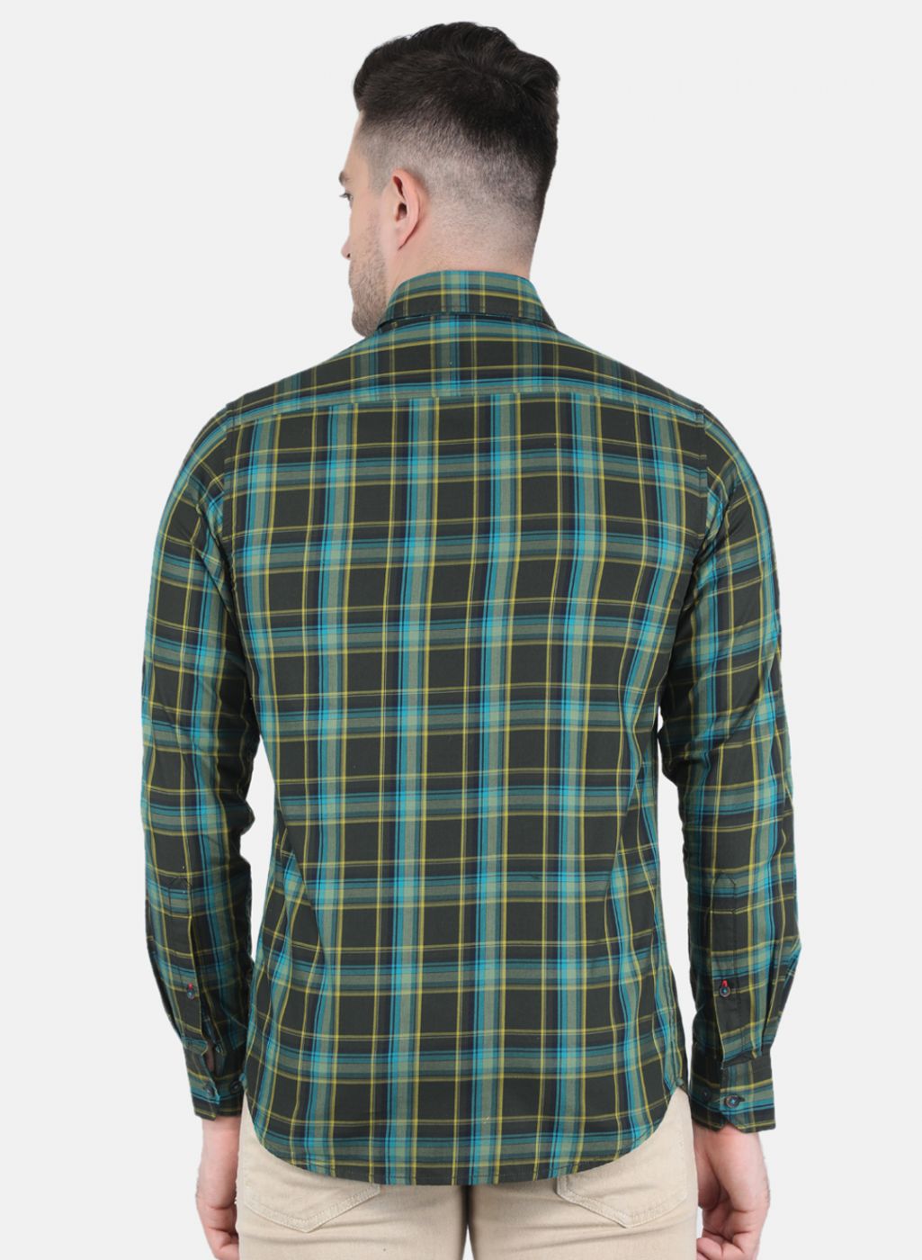 Men Green Check Shirt