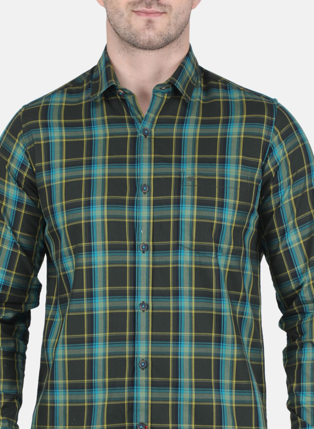 Men Green Check Shirt