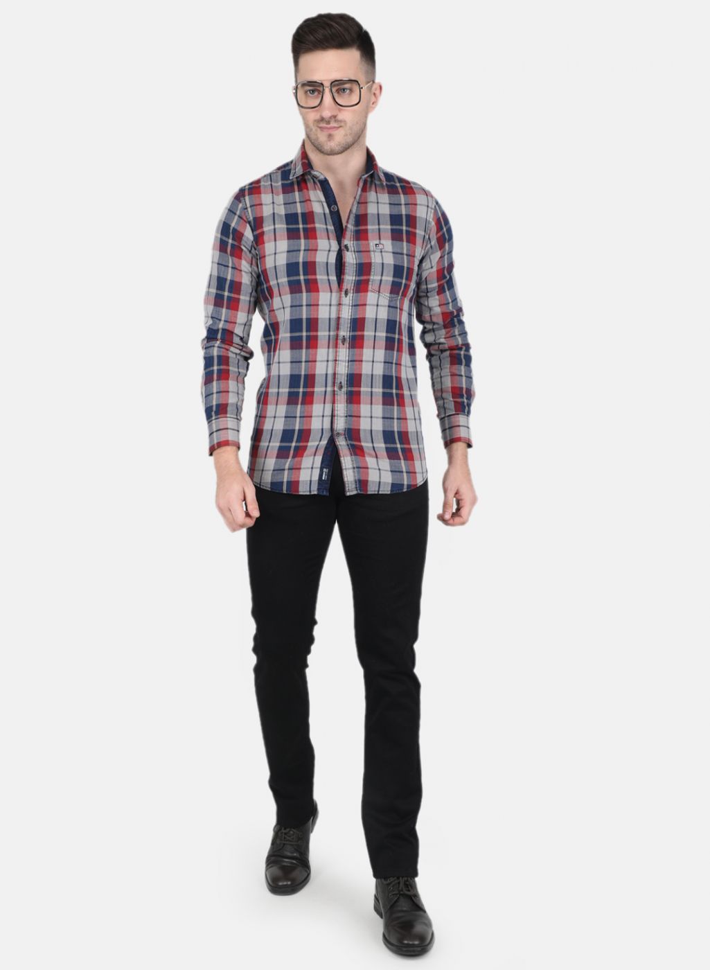 Men Brown Check Shirt