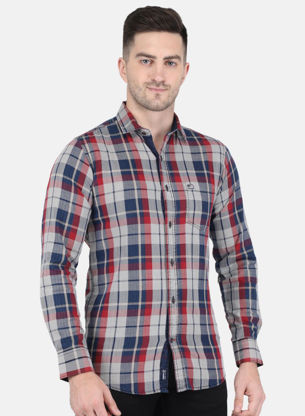 Men Brown Check Shirt