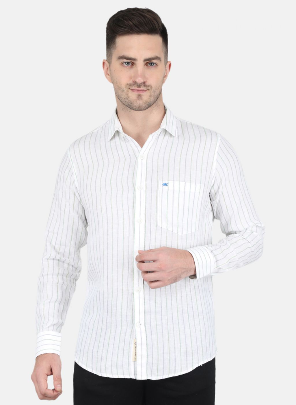 Men White Stripe Shirt