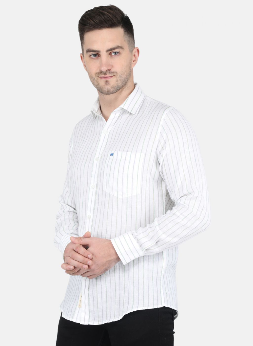 Men White Stripe Shirt