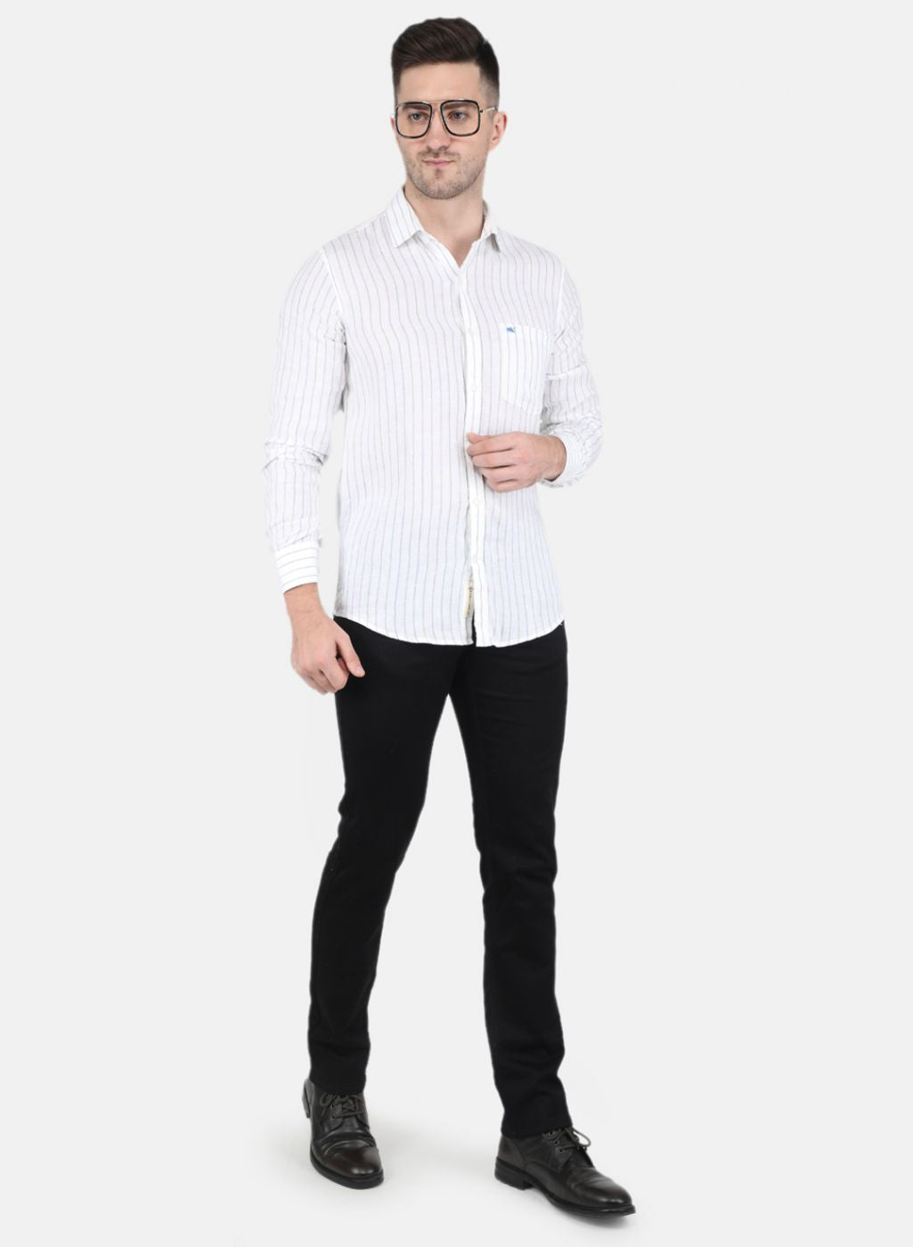 Men White Stripe Shirt