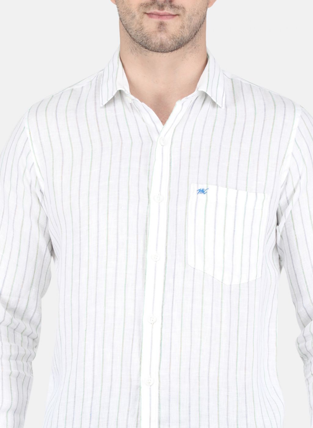 Men White Stripe Shirt