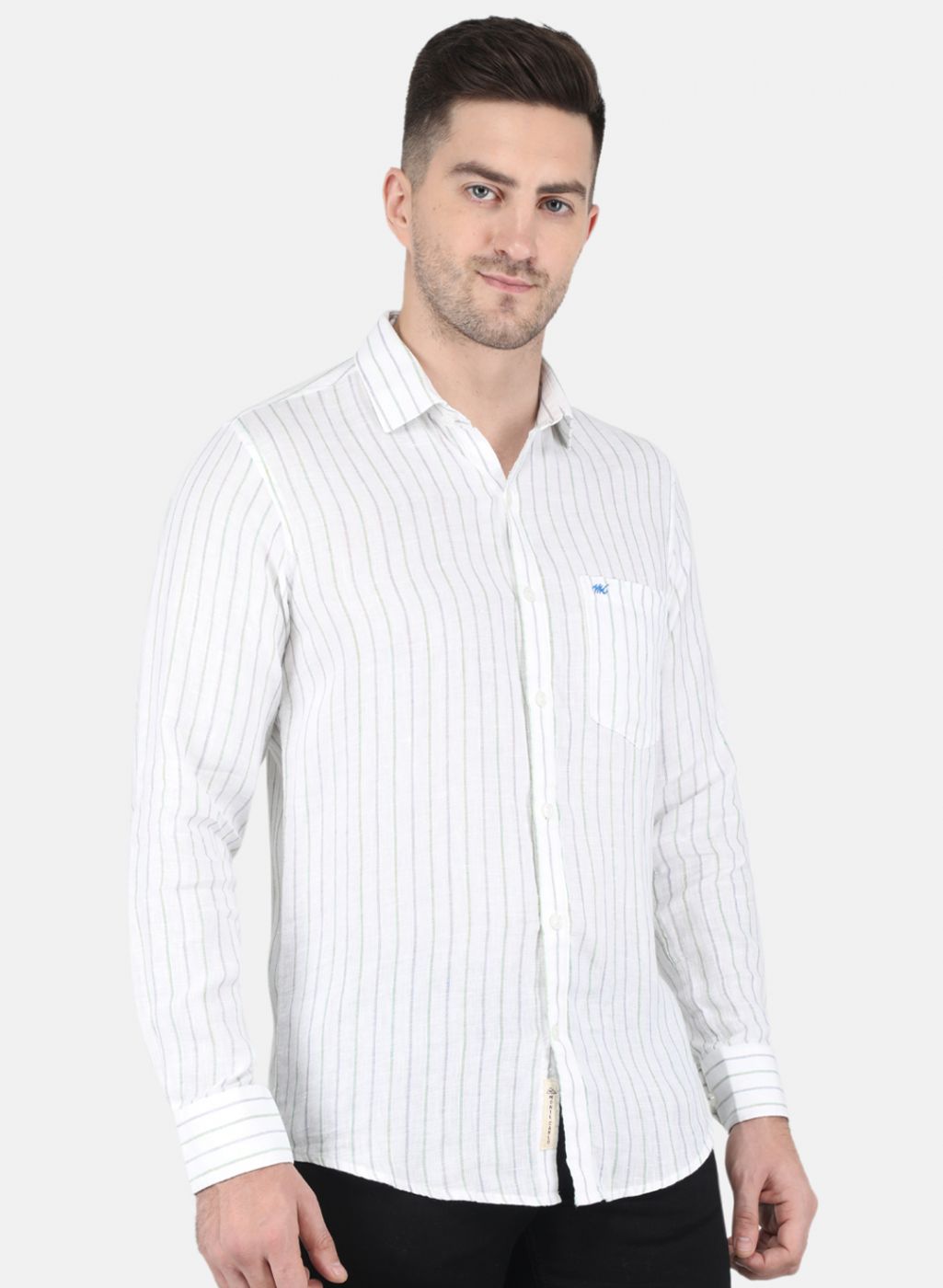 Men White Stripe Shirt